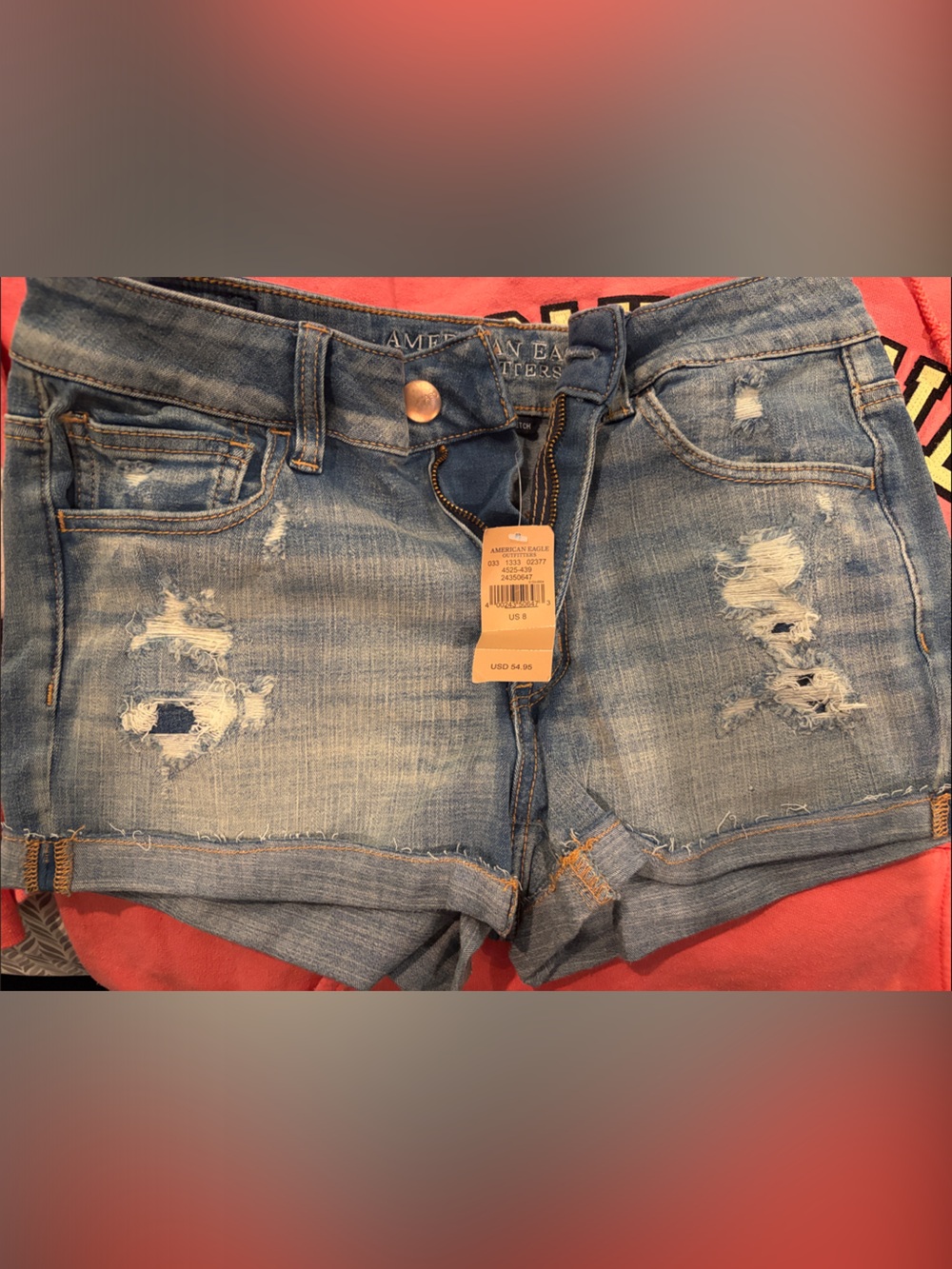 American Eagle Outfitters Light Blue Distressed Jean Shorts